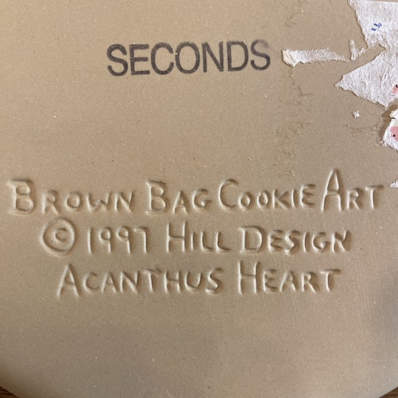 Brown Bag Cookie Art 1997 Hill Design Acanthus Heart 6.25 X 5.75" Retired Vtg - Picture 3 of 4